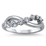 Clear CZ Polished Infinity Elegant Ring New .925 Sterling Silver Band Sizes 5-10