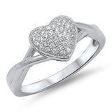 Heart Cluster White CZ Promise Ring New .925 Sterling Silver Band Sizes 5-9