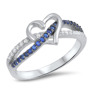 Blue Sapphire CZ Infinity Knot Promise Heart Ring .925 Sterling Silver Band Sizes 4-12