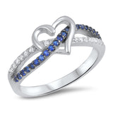 Blue Sapphire CZ Infinity Knot Promise Heart Ring .925 Sterling Silver Band Sizes 4-12