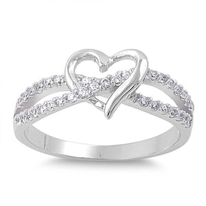 Heart Love Dating Clear CZ Promise Ring New .925 Sterling Silver Band Sizes 3-13