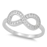 Infinity Clear CZ Forever Promise Ring New .925 Sterling Silver Band Sizes 4-10