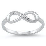 Infinity Clear CZ Love Promise Ring New .925 Sterling Silver Band Sizes 4-10