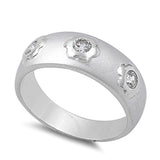 Men's Unique Fashion Band Clear CZ Ring New .925 Sterling Silver Sizes 5-10