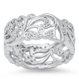 Cutout Eternity White CZ Polished Ring New .925 Sterling Silver Band Sizes 4-12