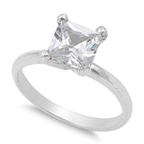 Princess Cut Square Solitaire White CZ Wedding Ring Sterling Silver Sizes 4-9