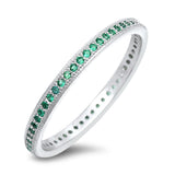 Emerald CZ Simple Elegant Eternity Ring New .925 Sterling Silver Band Sizes 4-10