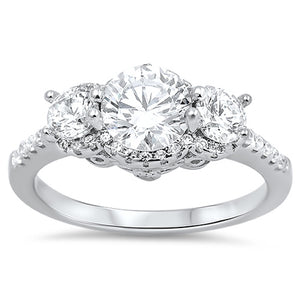 Women's Wedding White CZ Halo Promise Ring .925 Sterling Silver Band Sizes 5-10