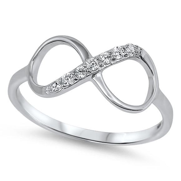 Infinity 8 White Clear CZ Unique Ring New .925 Sterling Silver Band Sizes 4-10