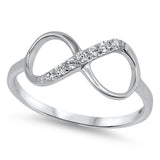 Infinity 8 White Clear CZ Unique Ring New .925 Sterling Silver Band Sizes 4-10