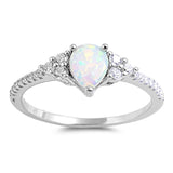 Vintage Style  White Lab Opal Ring .925 Sterling Silver Sizes 4-12