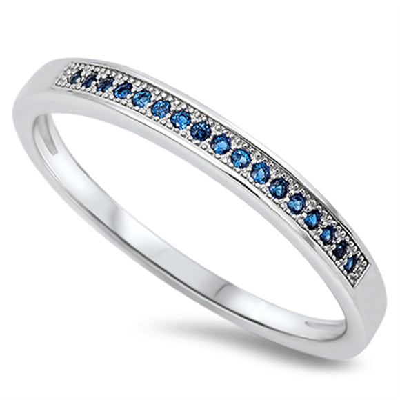 Stackable Blue Sapphire CZ Unique Ring New .925 Sterling Silver Band Sizes 4-10