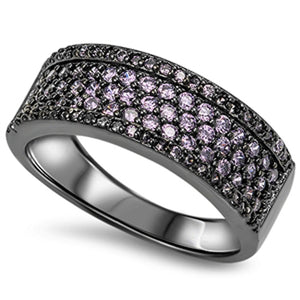 Black Tone Amethyst CZ Fashion Ring New .925 Sterling Silver Band Sizes 5-10