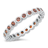 Garnet CZ Cute Eternity Forever Ring New .925 Sterling Silver Band Sizes 5-10