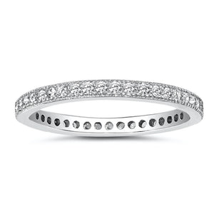 Eternity White CZ Fashion Ring New 925 Sterling Silver Stackable Band Sizes 4-10