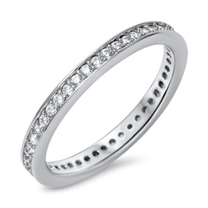 Eternity White CZ Beautiful Ring .925 Sterling Silver Stackable Band Sizes 4-10