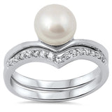 Freshwater Pearl Elegant Solitaire Ring New .925 Sterling Silver Band Sizes 5-10