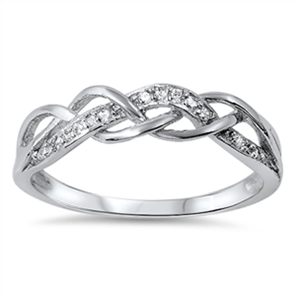 Infinity Knot White CZ Promise Ring New .925 Sterling Silver Band Sizes 4-12