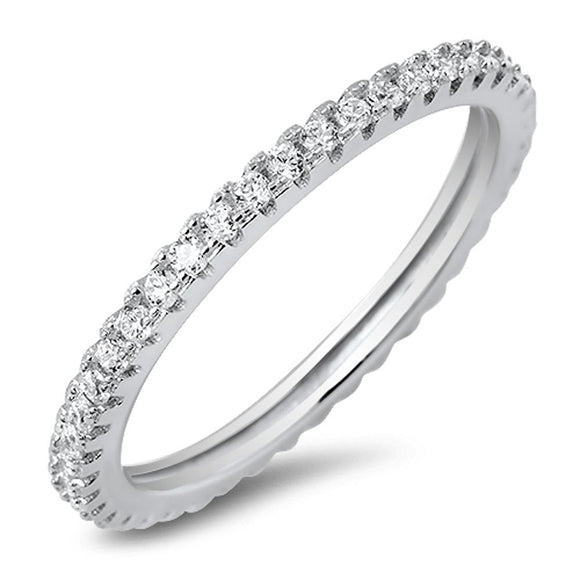 Eternity White CZ Cute Ring New .925 Sterling Silver Stackable Band Sizes 4-10