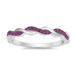 Ruby CZ Bright Infinity Knot Stackable Ring .925 Sterling Silver Band Sizes 4-12