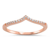 Rose Gold-Tone Clear CZ Chevron Ring New .925 Sterling Silver Band Sizes 4-10