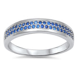 Cluster Blue Sapphire CZ Wedding Band New .925 Sterling Silver Ring Sizes 5-10