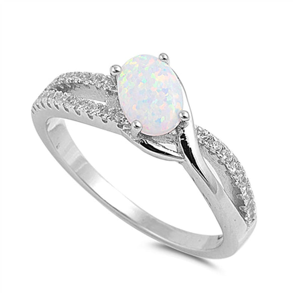 Oval White Lab Opal Infinity Knot Ring New .925 Sterling Silver Band Sizes 5-10