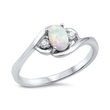 Women's Oval Clear CZ White Lab Opal Ring .925 Sterling Silver Band Sizes 4-12