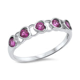 Sideways Heart Ruby CZ Cute Promise Ring .925 Sterling Silver Band Sizes 4-10