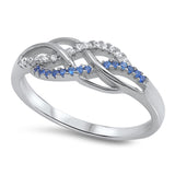 Infinity Knot Blue Sapphire CZ Promise Ring .925 Sterling Silver Band Sizes 4-10