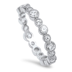 Eternity Ball White CZ Fashion Ring New .925 Sterling Silver Band Sizes 4-12