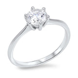 Women's Solitaire Clear CZ Wedding Ring New .925 Sterling Silver Band Sizes 4-10