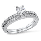 Women's Solitaire Clear CZ Wedding Ring New .925 Sterling Silver Band Sizes 5-10