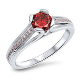 Women's Garnet CZ Solitaire Wedding Ring New 925 Sterling Silver Band Sizes 5-10