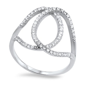 Line Open Unique Clear CZ Fashion Ring New .925 Sterling Silver Band Sizes 6-10