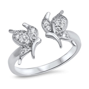 Open Butterfly Clear CZ Wings Girl Ring New .925 Sterling Silver Band Sizes 5-10