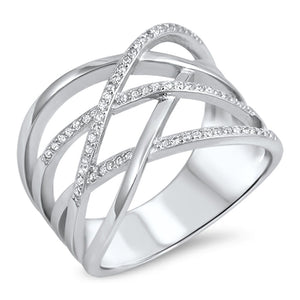 Clear CZ Micro Pave Weave Knot Ring New .925 Sterling Silver Band Sizes 5-10