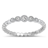 Women's Clear CZ Bead Halo Wedding Ring New .925 Sterling Silver Band Sizes 4-12