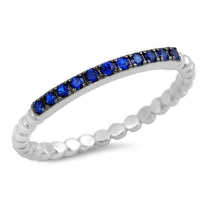 Thin Blue Sapphire CZ Wholesale Ring New .925 Sterling Silver Band Sizes 4-10