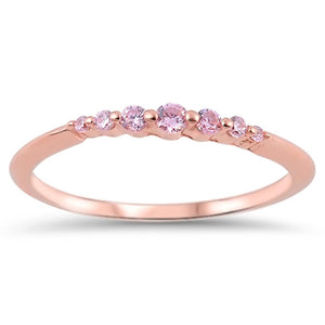 Rose Gold-Tone Promise Pink CZ Ring .925 Sterling Silver Wedding Band Sizes 4-10