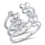 Open Flower Butterfly White CZ Ring New .925 Sterling Silver Band Sizes 5-10