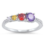 Amethyst CZ Journey Multicolor Ring New .925 Sterling Silver Band Sizes 5-10