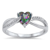 Rainbow Topaz Heart CZ Wholesale Ring New .925 Sterling Silver Band Sizes 4-10