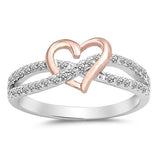 Rose Gold-Tone Heart Promise Ring Sterling Silver Infinity Knot CZ Sizes 4-10