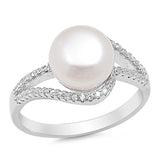 Clear CZ Freshwater Pearl Swirl Ring New .925 Sterling Silver Band Sizes 5-10