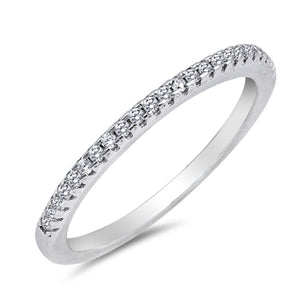 Thin Micro Pave Clear CZ Wedding Ring New .925 Sterling Silver Band Sizes 4-10