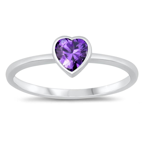 Simple Classic Solitaire Love Heart Promise Sterling Silver Ring New Sizes 2-13