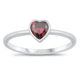 Simple Solitaire Love Heart Promise Sterling Silver Ring Sizes 2-12