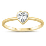 Classic Yellow Gold-Tone Love Heart Promise Sterling Silver Ring Sizes 2-13