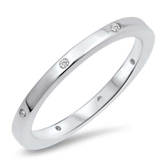 Eternity Clear CZ Promise Wedding Ring New .925 Sterling Silver Band Sizes 4-10